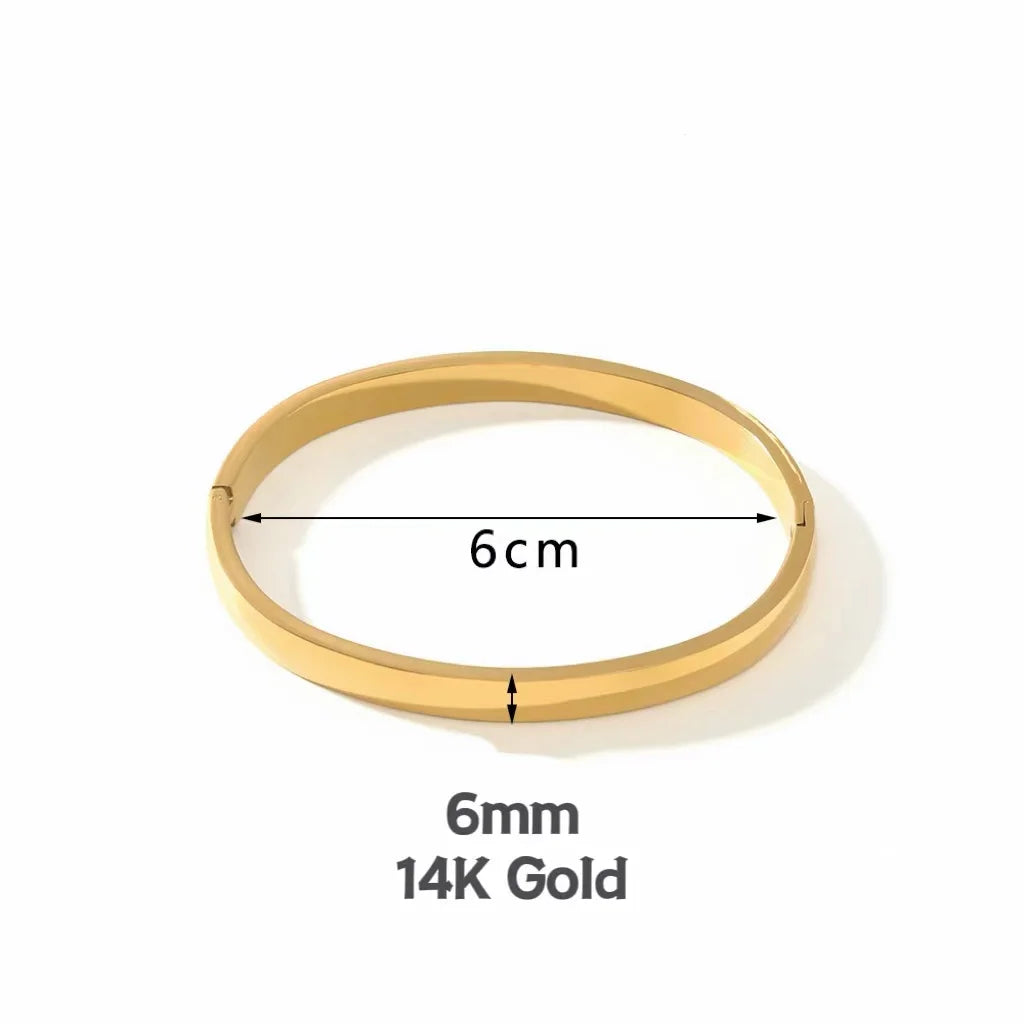 Minimalist Stainless Steel Pure Gold Plated Plain Pattern Bracelet for Women Simple Stackable Bracelets unisex