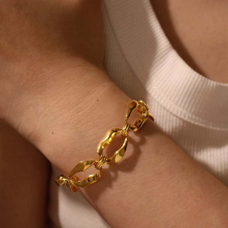 Minimalist Stainless Steel 18K Gold Plated Bracelet