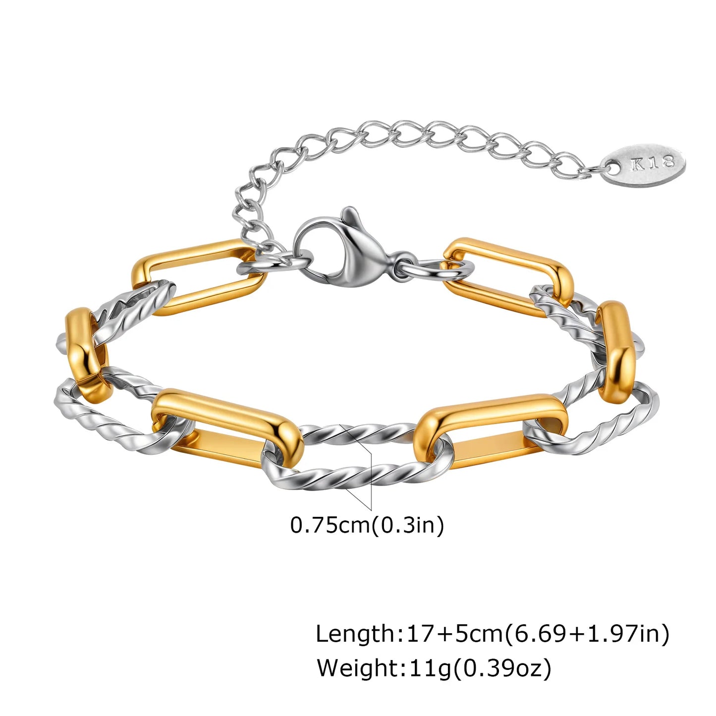 Minimalist Chain Bracelet for Men Women,Stackable 18k Gold Plated Chain Wristband,Dainty Chic Jewelry Gift to Him Her