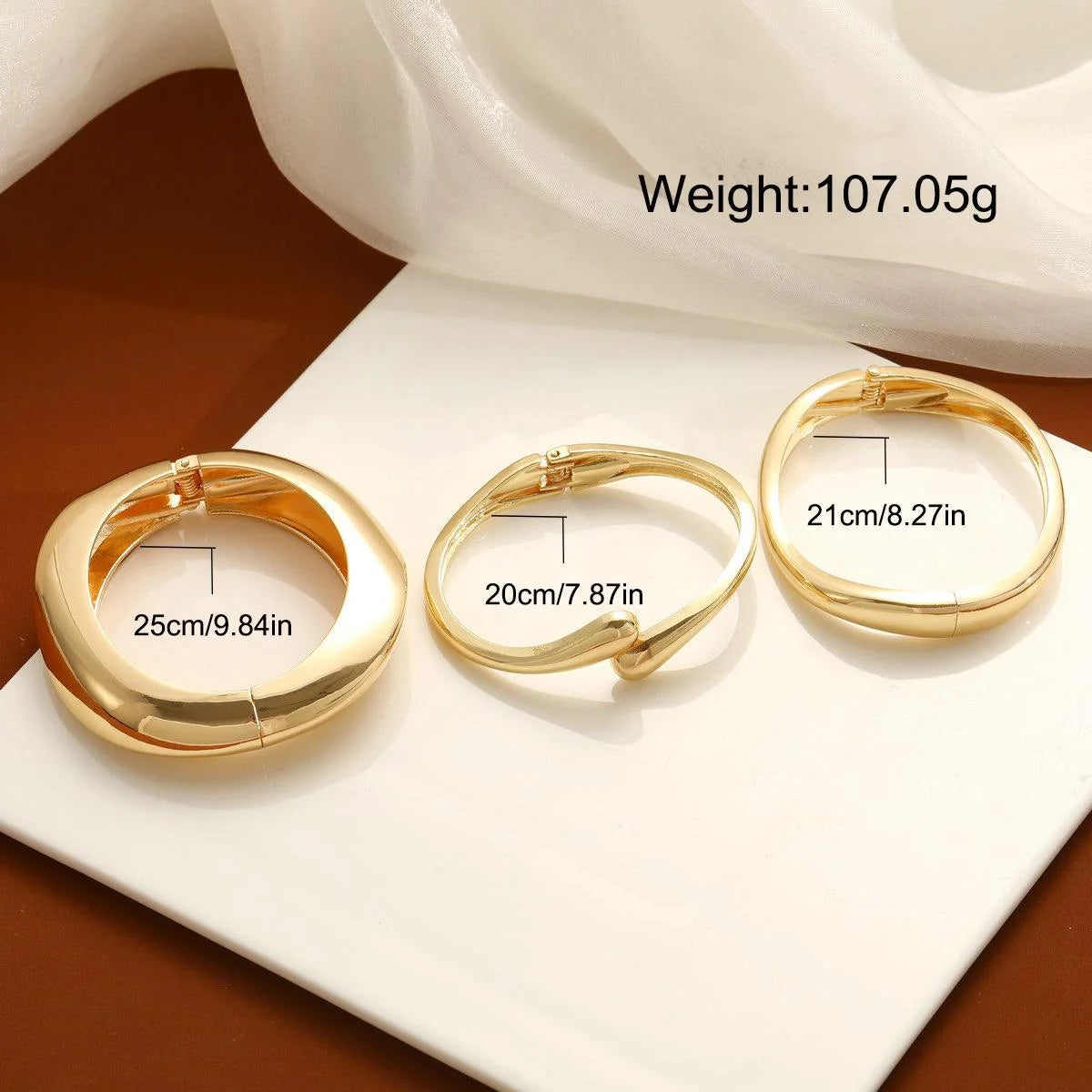Gold Color Minimalist Chunky Bracelets For Women Fashion Elegant WaterProof Design Open Cuff Bangles Set Retro Jewelry Gifts