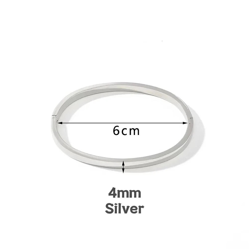 Minimalist Stainless Steel Pure Gold Plated Plain Pattern Bracelet for Women Simple Stackable Bracelets unisex