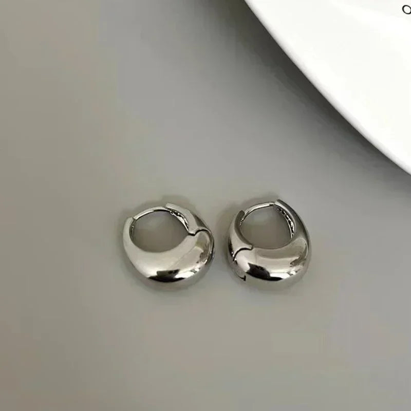 Trend Metal Geometry Gold Color Women's Hoop Earrings Fashion New Design Oval Minimalist unisex