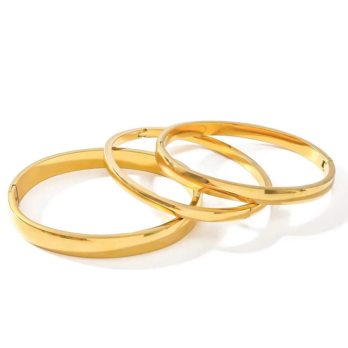 Minimalist Stainless Steel Pure Gold Plated Plain Pattern Bracelet for Women Simple Stackable Bracelets unisex