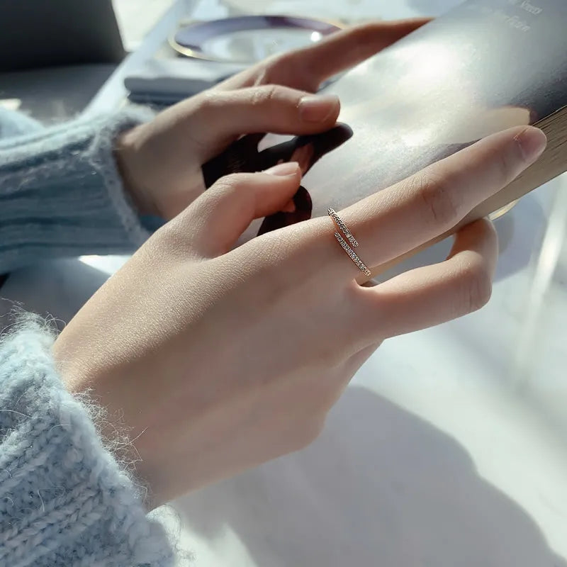 Minimalist Geometric Rose Gold Colour Rings For Woman Korean Fashion Jewelry New Goth Accessories Student Girl's Simple Ring Set
