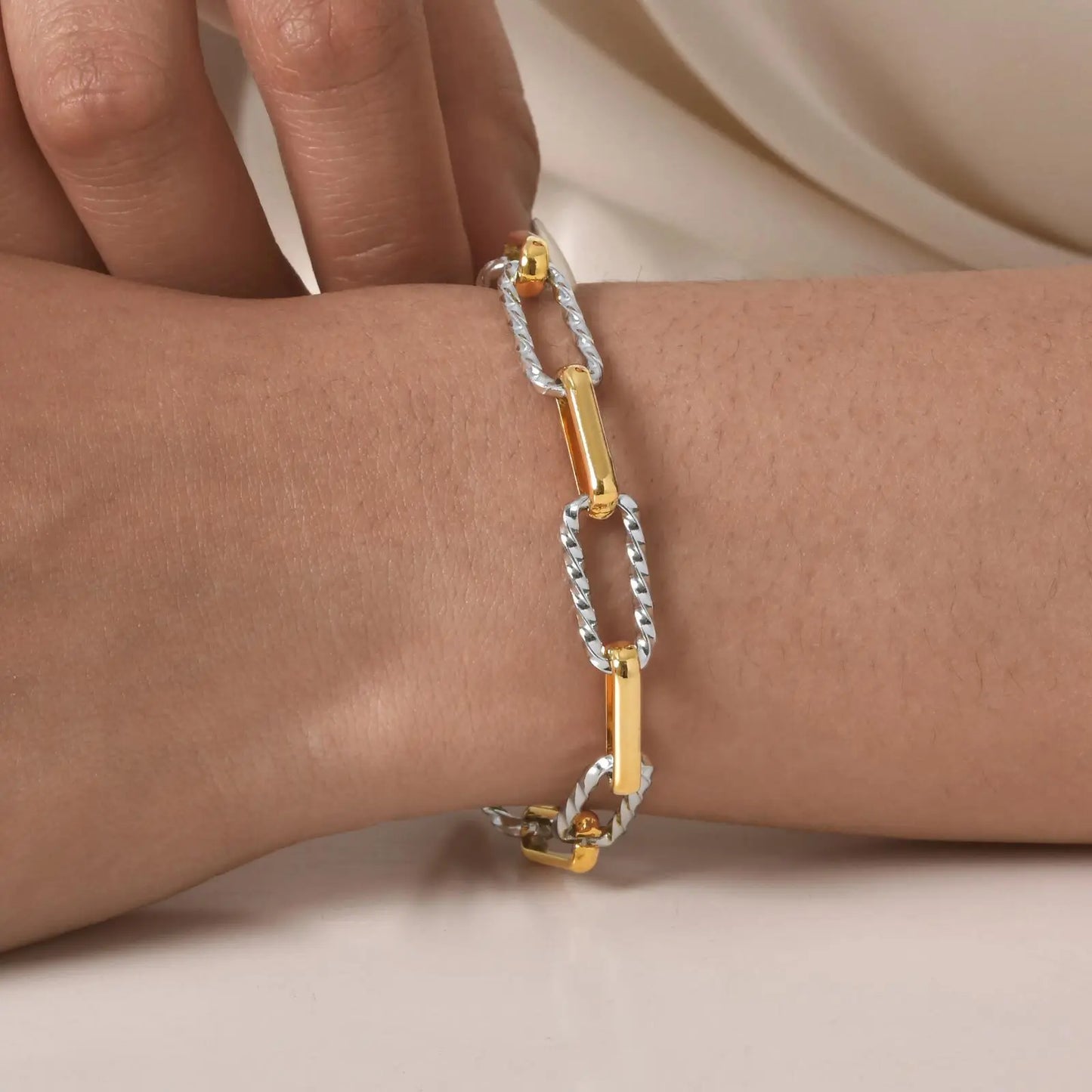 Minimalist Chain Bracelet for Men Women,Stackable 18k Gold Plated Chain Wristband,Dainty  Chic Jewelry Gift to Him Her