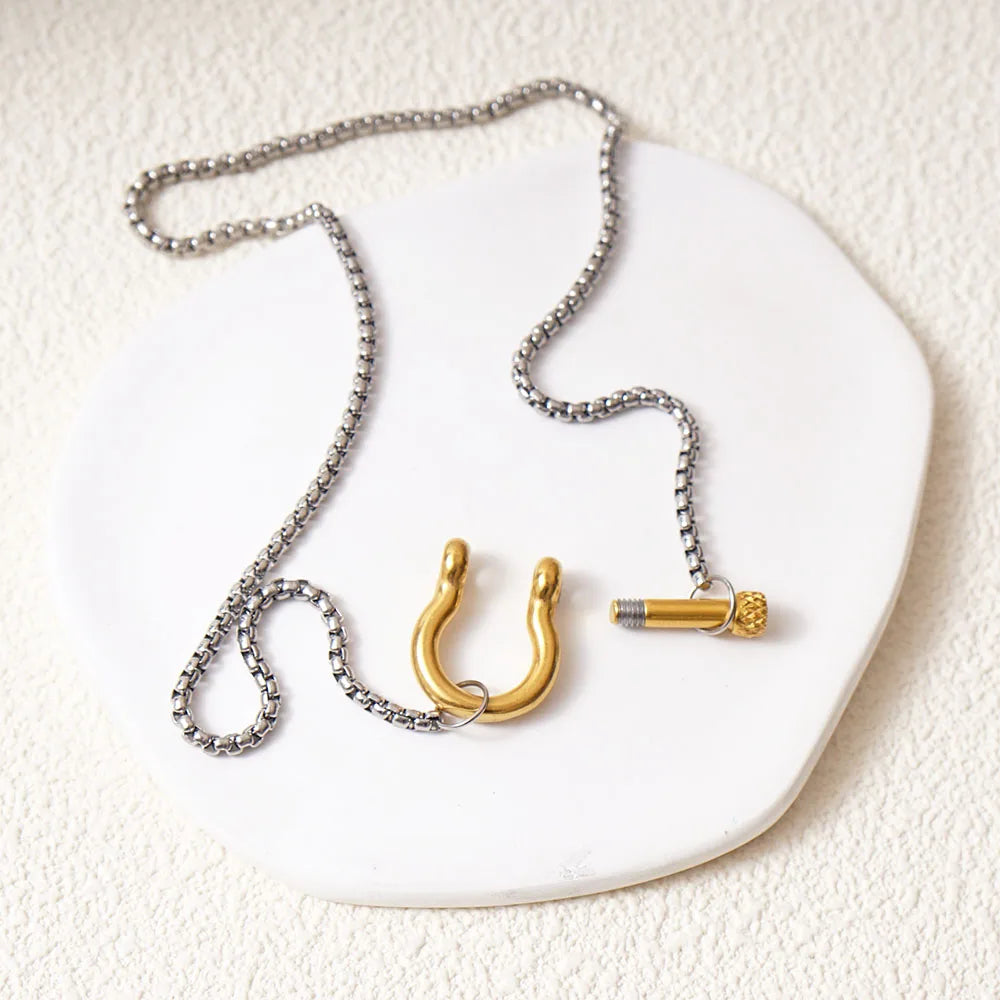 Stainless Steel Horseshoe Gold+Silver Choker