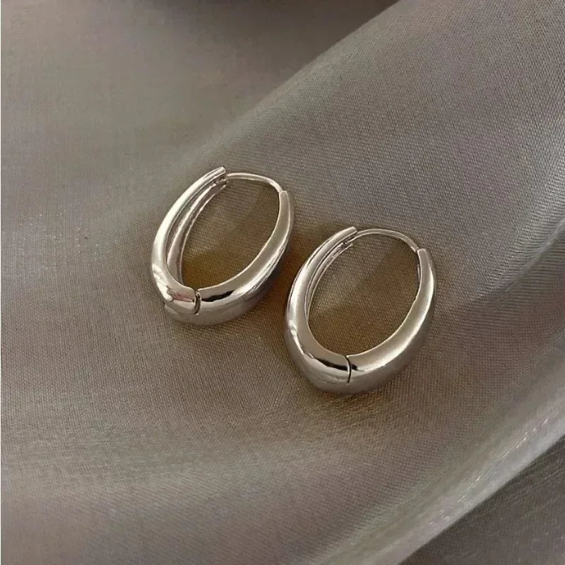 Trend Metal Geometry Gold Color Women's Hoop Earrings Fashion New Design Oval Minimalist unisex