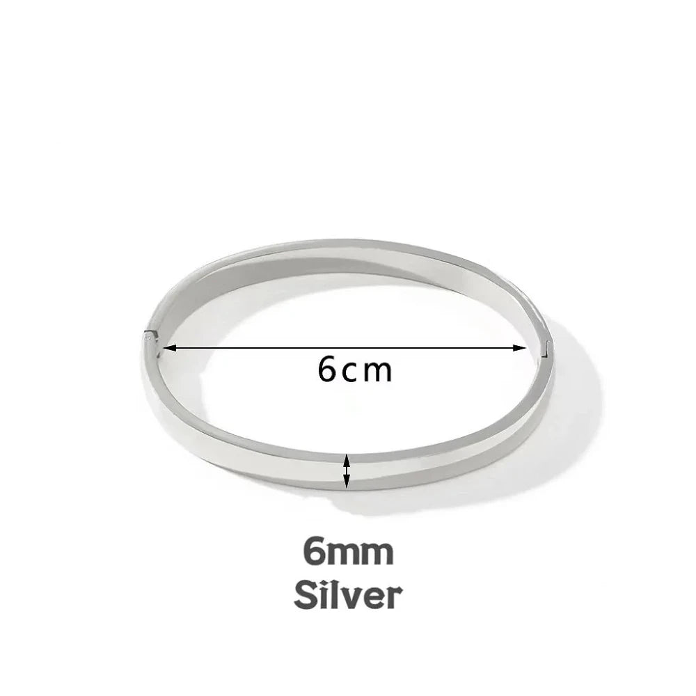 Minimalist Stainless Steel Pure Gold Plated Plain Pattern Bracelet for Women Simple Stackable Bracelets unisex