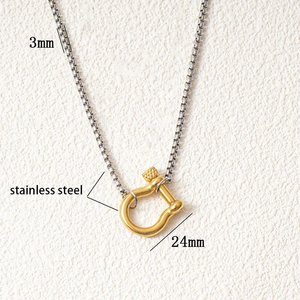 Stainless Steel Horseshoe Gold+Silver Choker