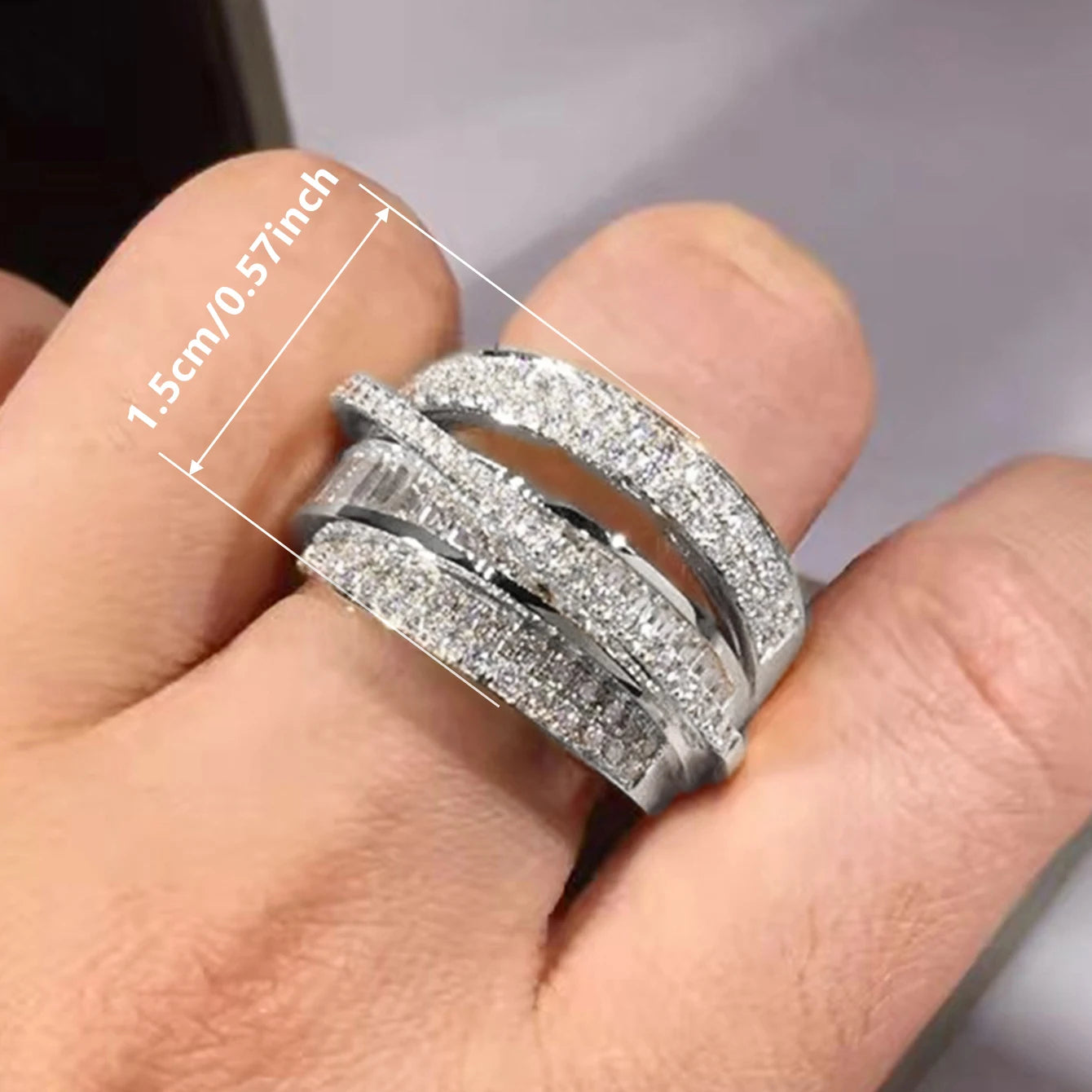 Bling Gold Color Rings Gorgeous Women Wedding Accessories Full Sparkling Cubic Zirconia Party Luxury Trendy Jewelry