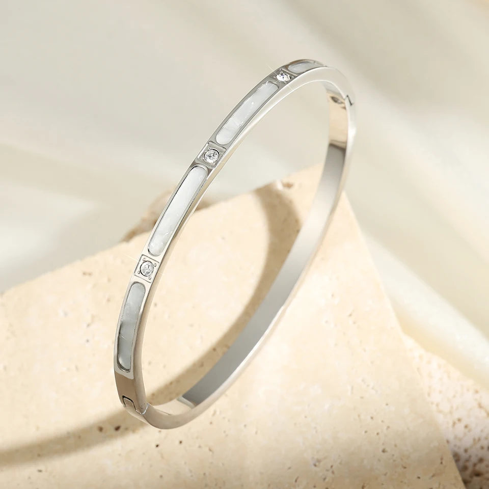 Stackable 5Pcs/set Silver Color Titanium Steel Bracelet