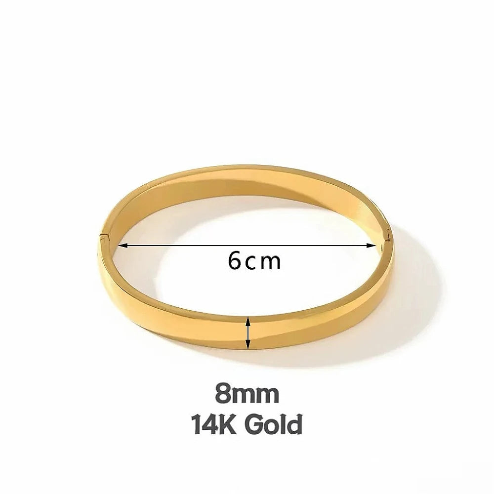 Minimalist Stainless Steel Pure Gold Plated Plain Pattern Bracelet for Women Simple Stackable Bracelets unisex