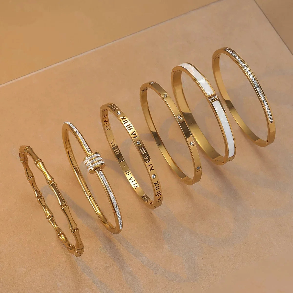 Stainless Steel SINGLE Gold Color Stackable Bangles