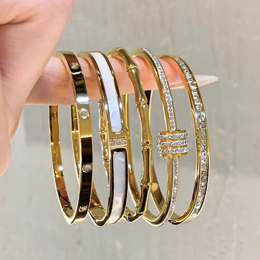 Stainless Steel SINGLE Gold Color Stackable Bangles