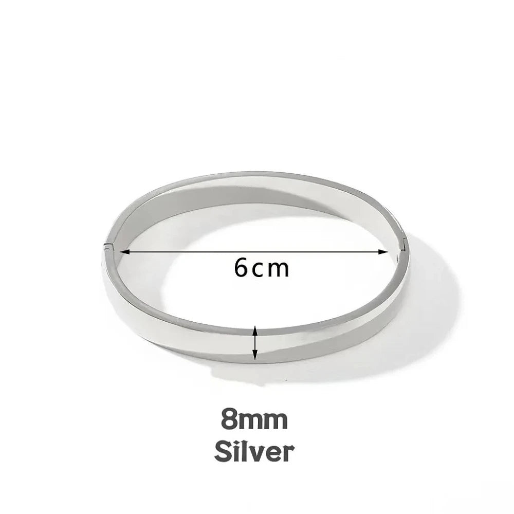 Minimalist Stainless Steel Pure Gold Plated Plain Pattern Bracelet for Women Simple Stackable Bracelets unisex