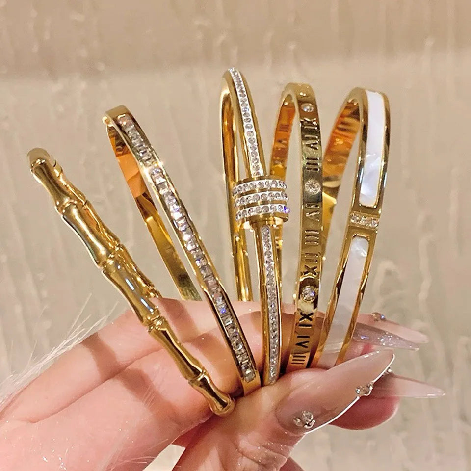 Stainless Steel SINGLE Gold Color Stackable Bangles