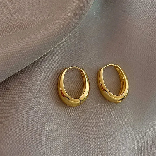 Trend Metal Geometry Gold Color Women's Hoop Earrings Fashion New Design Oval Minimalist unisex