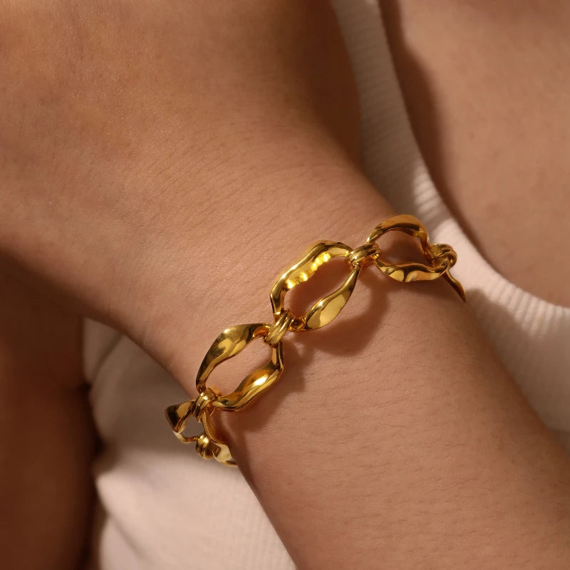 Minimalist Stainless Steel 18K Gold Plated Bracelet