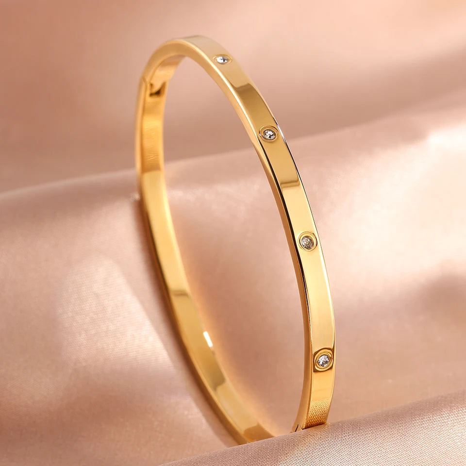 Stainless Steel SINGLE Gold Color Stackable Bangles