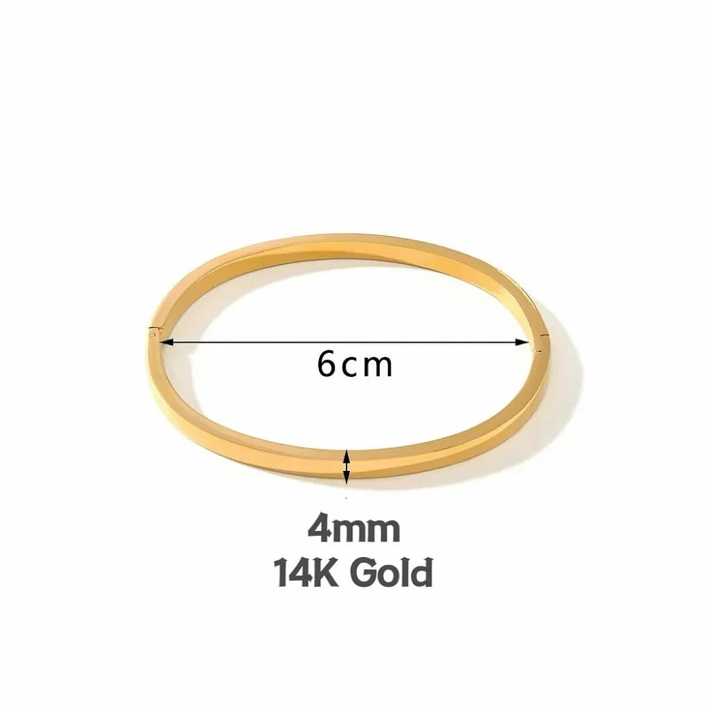 Minimalist Stainless Steel Pure Gold Plated Plain Pattern Bracelet for Women Simple Stackable Bracelets unisex