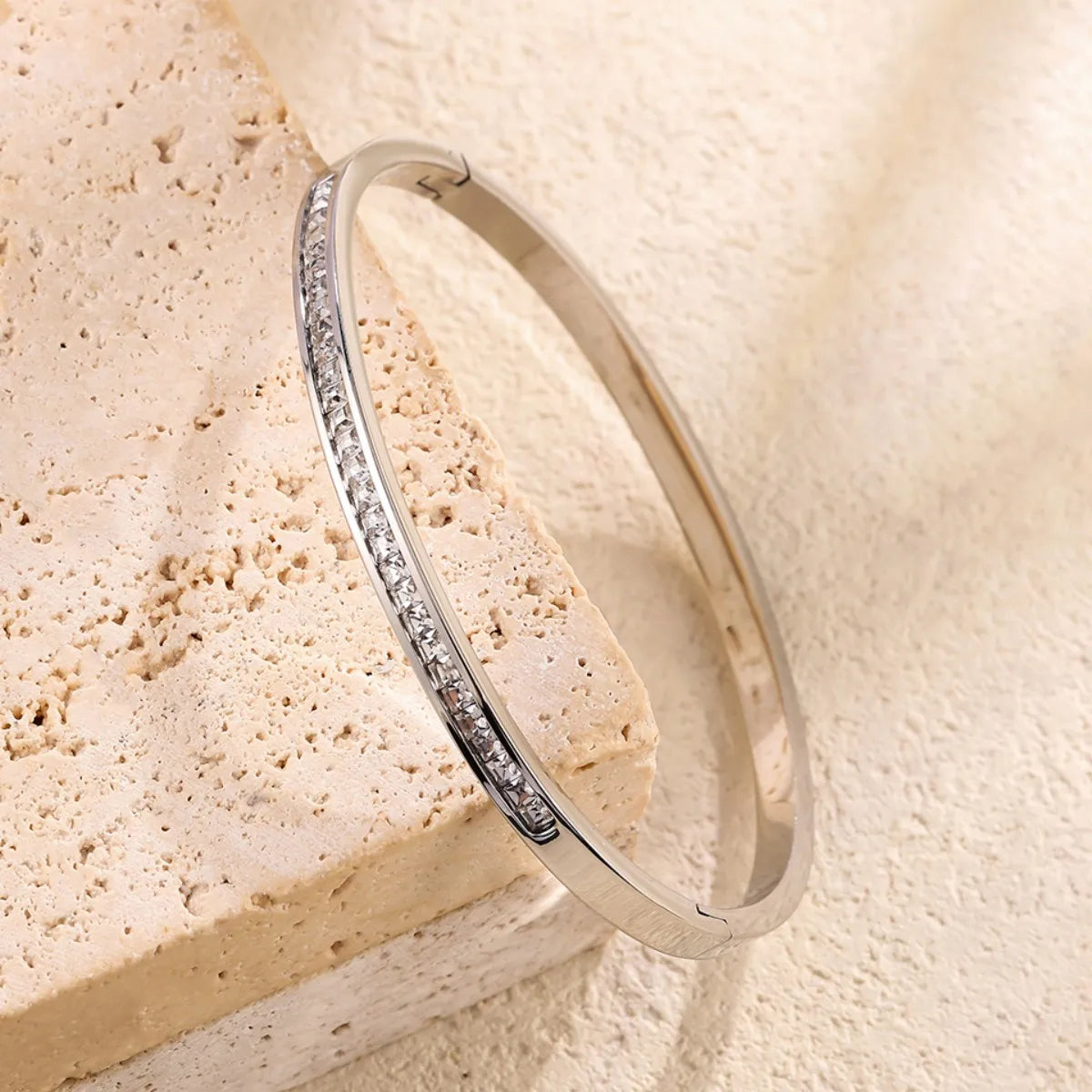 Stackable 5Pcs/set Silver Color Titanium Steel Bracelet