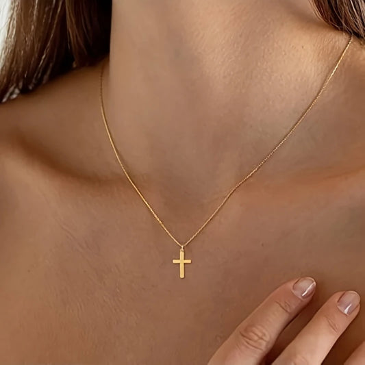 Personalized Minimalist Style Gold Color Cross Pendant Necklace Ladies Fashion Trend