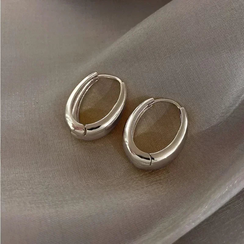 Trend Metal Geometry Gold Color Women's Hoop Earrings Fashion New Design Oval Minimalist unisex