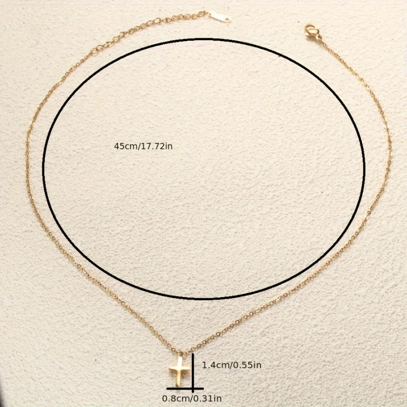 Personalized Minimalist Style Gold Color Cross Pendant Necklace Ladies Fashion Trend