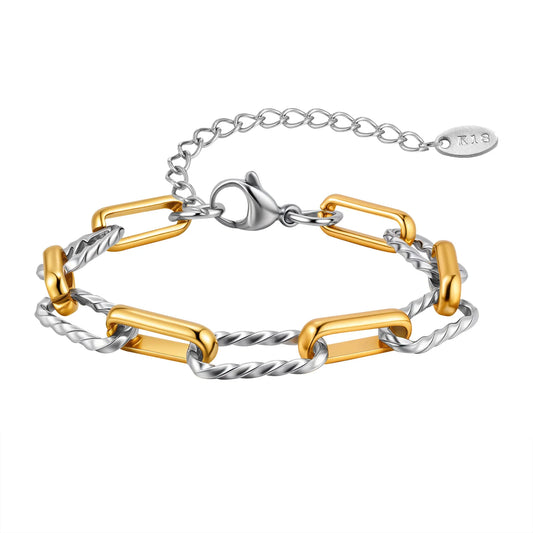 Minimalist Chain Bracelet for Men Women,Stackable 18k Gold Plated Chain Wristband,Dainty  Chic Jewelry Gift to Him Her