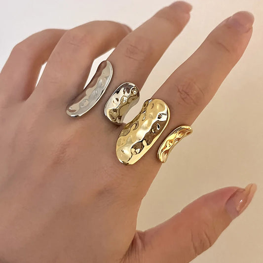 Minimalist Gold Color Rings for Women Couples New Fashion Vintage Punk Irregular Geometric Birthday Party Jewelry Gifts