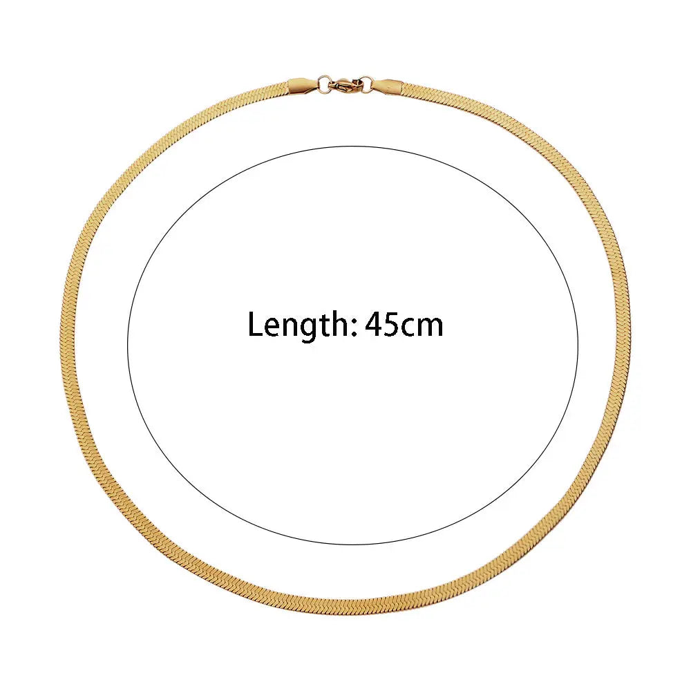 Minimalist Basics 4mm Herringbone Chain Necklaces Bracelets Gold Plated Chain Jewelry Set Silver Color Blade Chain For Women