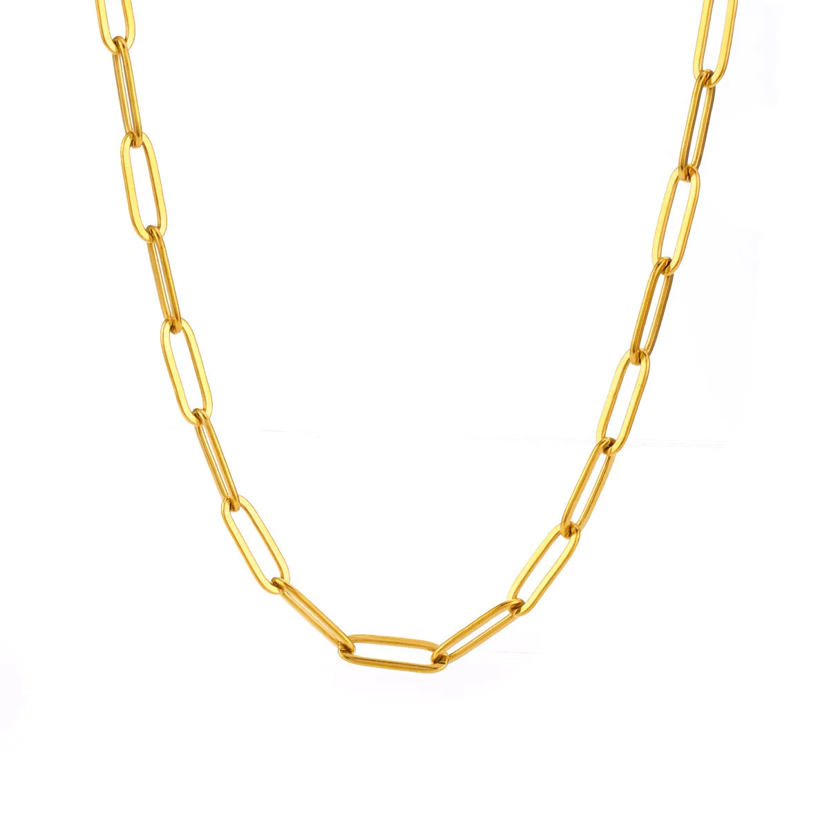 Minimalist Gold Color Chain Necklace for Women Waterproof Stainless Steel Chunky Paperclip Bracelet Hip Rock Jewelry Gift