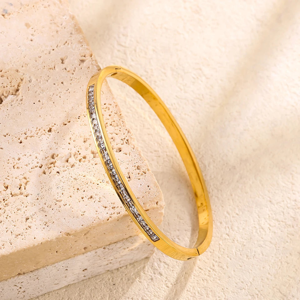 Stainless Steel SINGLE Gold Color Stackable Bangles